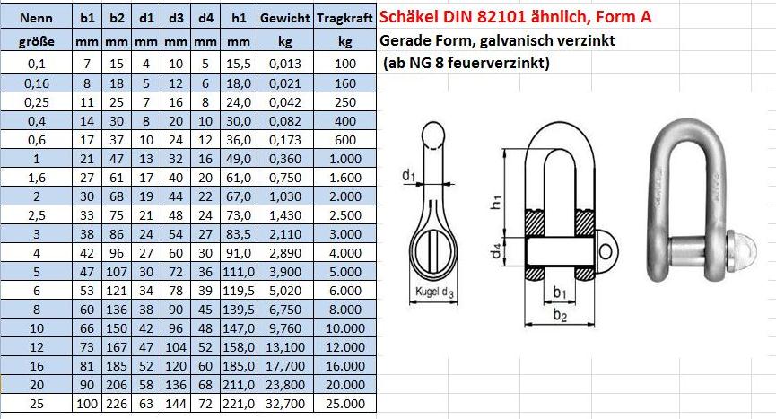 Schäkel (Rund, lang, Bolzendurchmesser: 8 mm, Bruchlast: 3.000 kg,  Edelstahl)