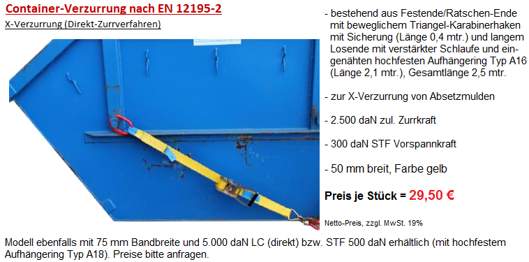 2x Zurrgurte 4,25 m - Blau mit Ratsche - EN 12195-2 - PES