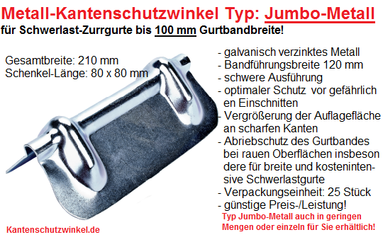 XXL-Metall-Kantenschutzwinkel | bis 100 mm | Typ Jumbo-Metall