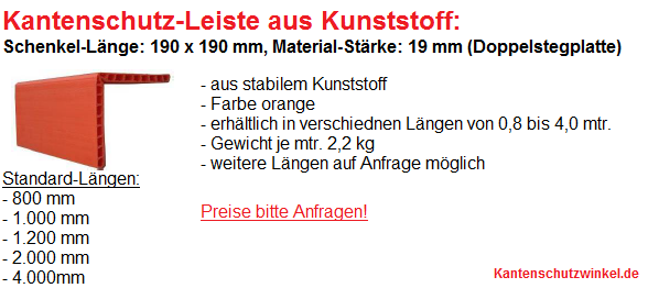 Kantenschutzleisten Farbe orange für Zurrgurte