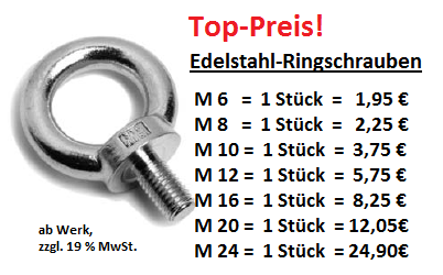 Angebot Niro-Ringschrauben