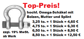 Hochfeste Omega und Gerade Schäkel, DIN 82101 Schäkel Form A, B und C