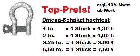 Hochfeste Omega und Gerade Schäkel, DIN 82101 Schäkel Form A, B und C