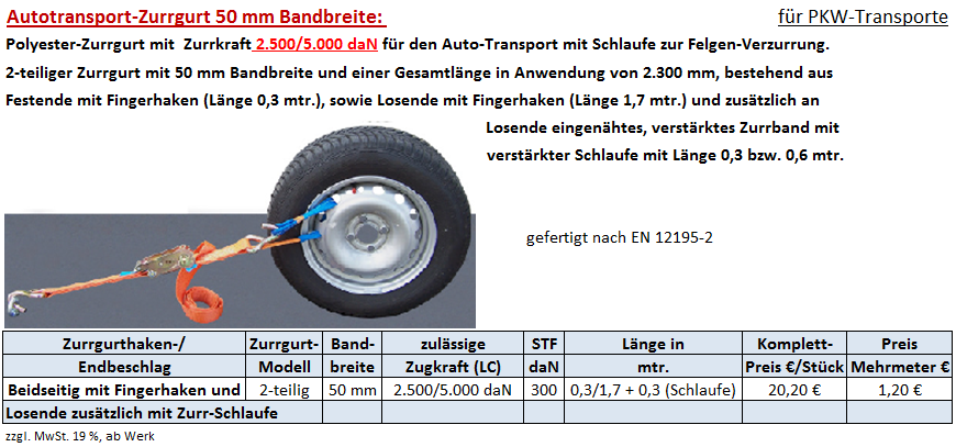 Zurrgurt für Autotransport