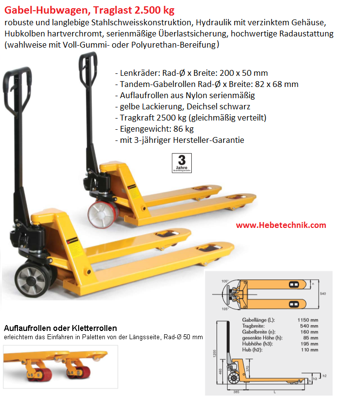Hubwagen 2500 kg