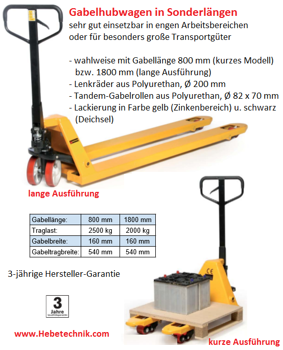 Hubwagen kurze und lange Zinken