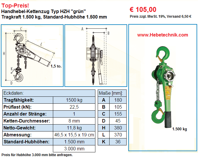 Kettenzug 1500 kg