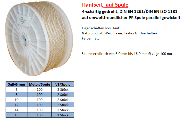 Hanfseil auf Spule