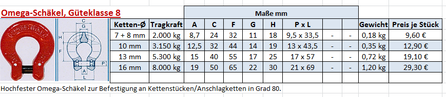 Schäkel mit Bolzen für Ketten