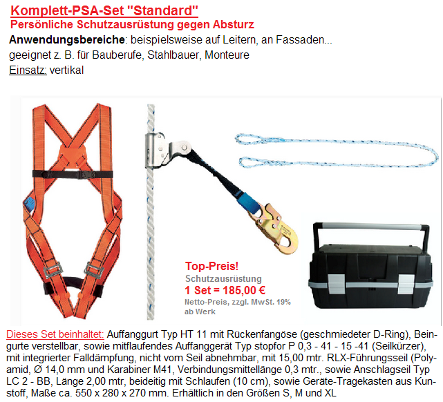 Absturzset mit langer Führseil