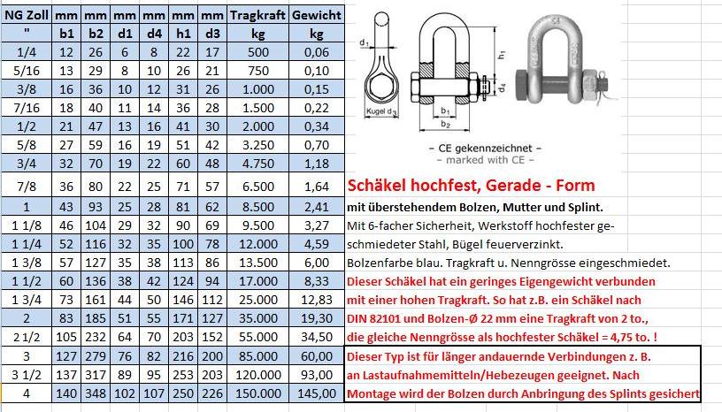 Schäkel mit Bolzen Mutter und Splint