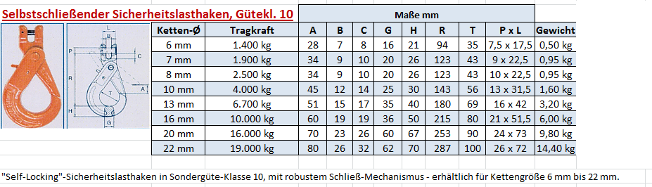 Self-Locking-Haken Güte 10