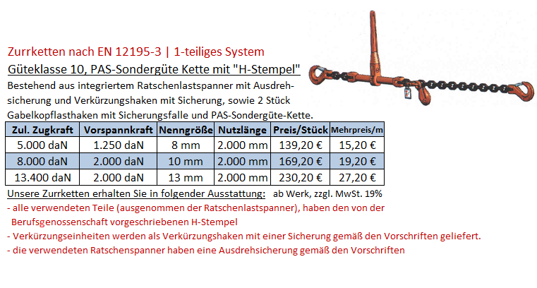 Zurrkette Güte 10