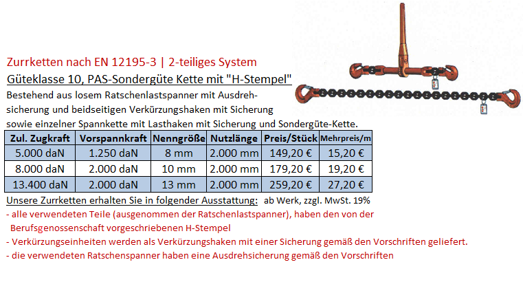 Zurrkette Güte 10 2-teilig