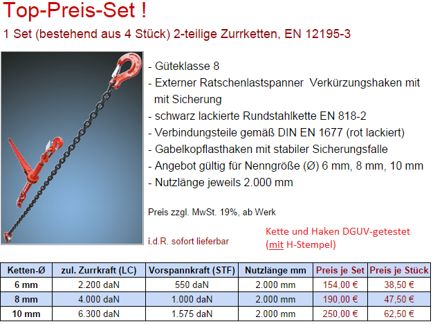 Zurrkettensystem 2-teilige Version