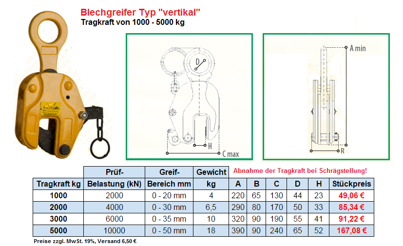 Vertikale Blechklemme
