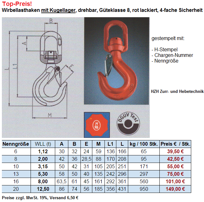 Wirbelhaken mit Kugellager